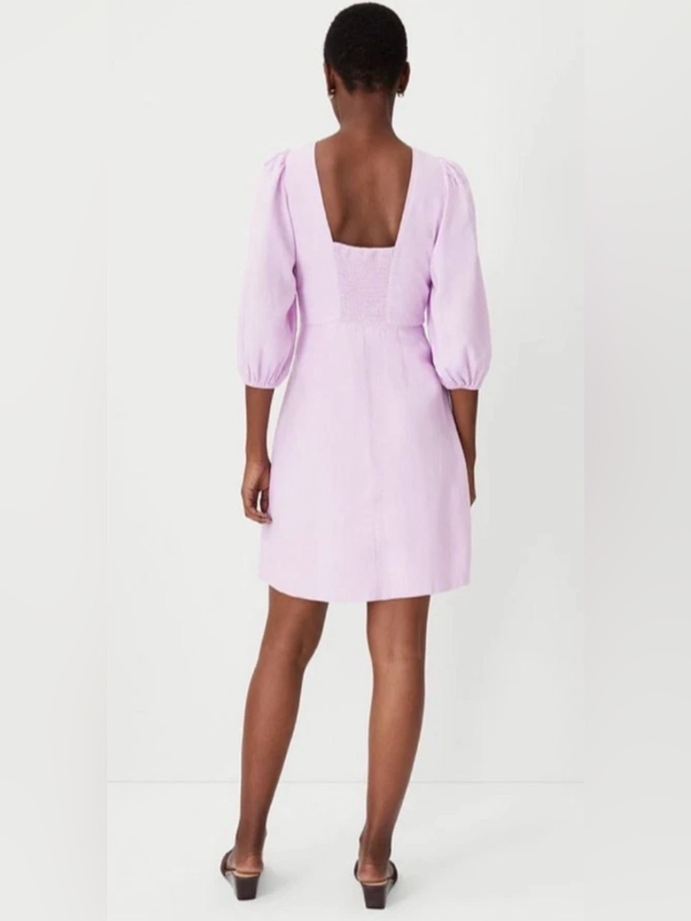 Ann Taylor Lilac Puff-Sleeve Women's Dress - Picture 2 of 6